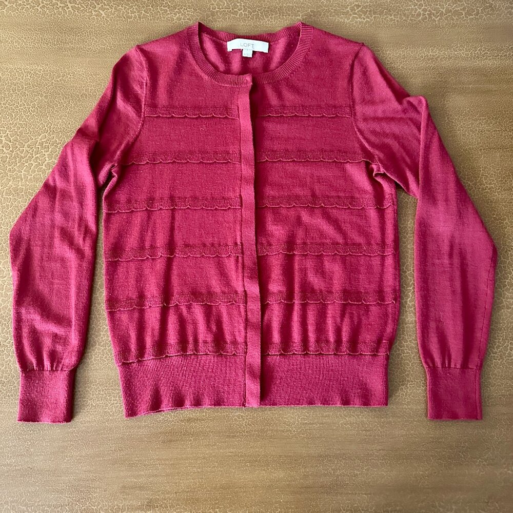 Loft Cardigan Button Up Sweater - Size Medium - Wool Blend